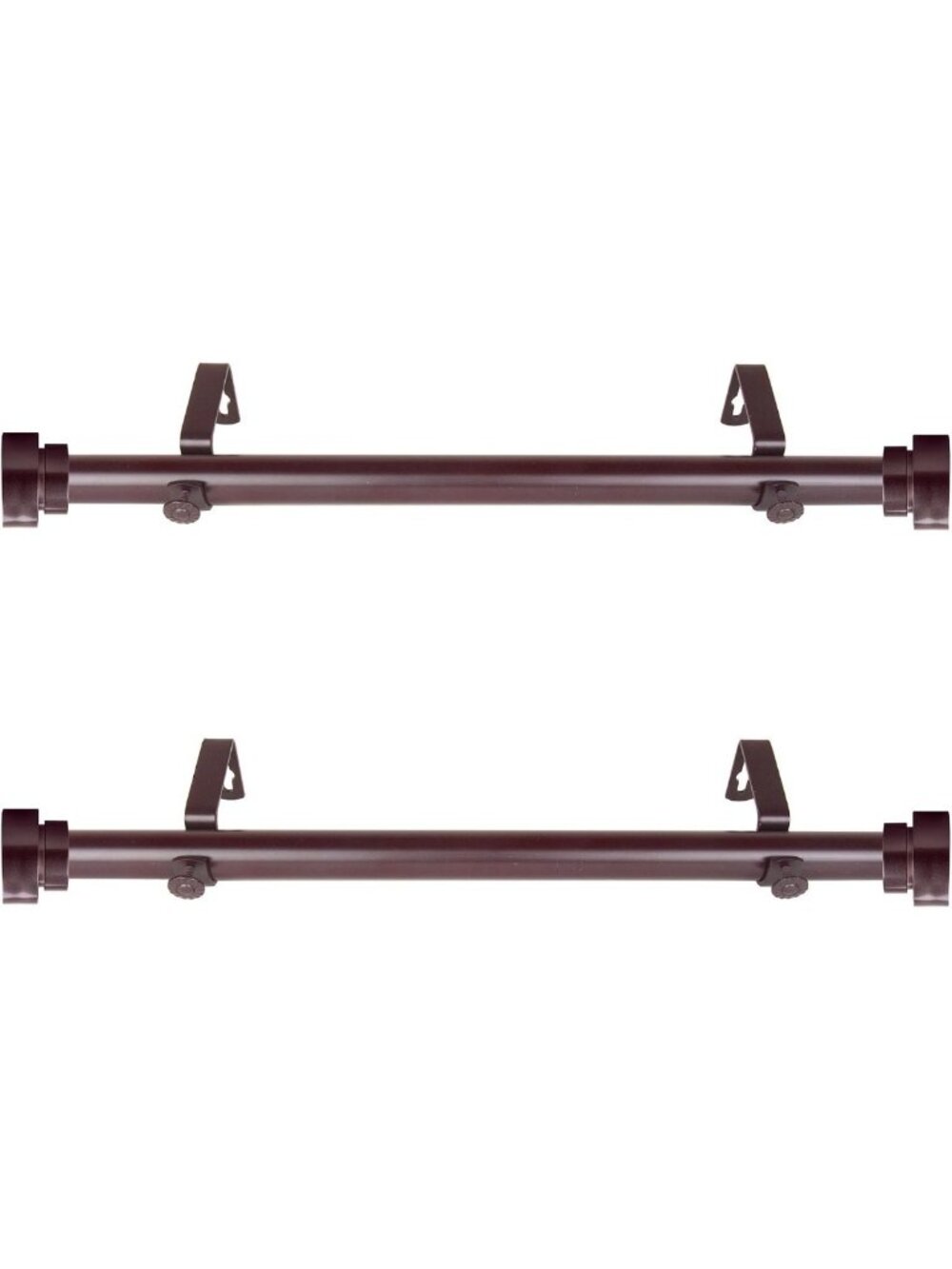 Adjustable 1-Inch Side Curtain Rods Set of 2 - Mahogany Finish, 12-20 Inch